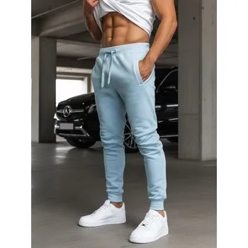 Buďchlap Blankytně modré tepláky v jednoduchém provedení