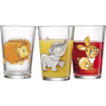Stolování Sklenice 221105574 200 ml 3 ks lesní zvířátka