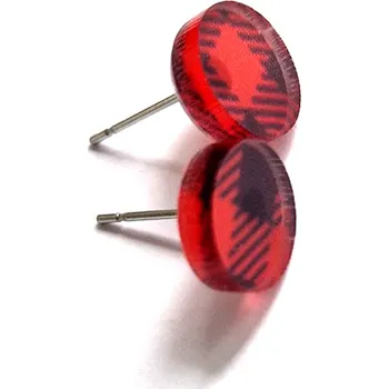 Náušnice Basic circle tartan průměr: 10 mm náušnice červeno-černé
