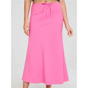 Dámské oblečení Sinsay - Midi sukně s&nbsp;ozdobným vázáním - fuchsiová - 2285Z-43X - 2285Z-43X-L