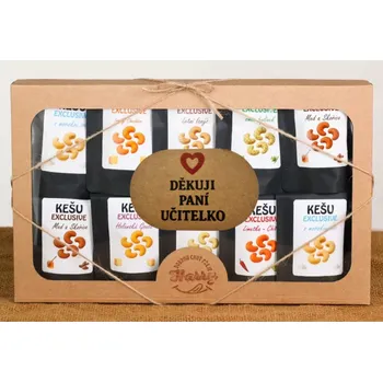 Dárkový potravinový koš Dárková sada Kešu EXCLUSIVE mix 10 druhů TOP CHUŤ děkuji paní učitelko (Dárková sada Kešu EXCLUSIVE mix 10 druhů TOP CHUŤ děkuji paní učitelko)