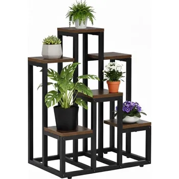 Stojan na květiny Kovový stojan na květiny 67,5 cm SPRINGOS GA0220 tmavě hnědý