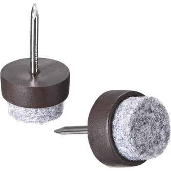 Nábytkové kování Mapa zdrojů 60 ks přibíjecích chráničů nohou z plsti na nábytek, židle, stůl, průměr 14 mm, hnědé