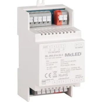 LED páska MCLED LED stmívatelný driver, řízení 0-10V (4x), výstup 4x5A, DIN varianta