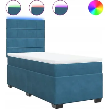 Postel Kontinentální postel modrá 190 x 90 x 140,5/150,5 cm s LED osvětlením a topperem