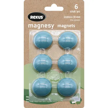 Dekorativní magnet MAGNETY NA TABULI 30 mm KULATÉ 6 kusů REXUS