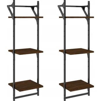 police Nástěnné police, hnědý dub, 30 x 25 x 100 cm, sada 2 ks