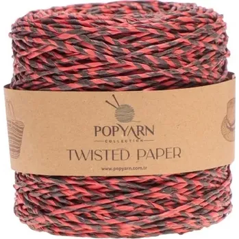 Příze POPYARN Papírová příze Twisted paper B508 - červená, 250g 255m