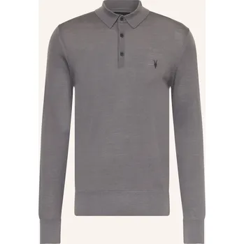 Pánská košile Allsaints Pánská Úpletová Polokošile Mode Z Merino Vlny, šedá, M