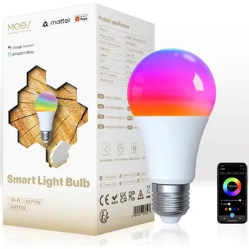 Žárovka Smart LED žárovka E27 9W RGB CCT MOES MWB-TDA9-RCW-E27 WiFi Tuya