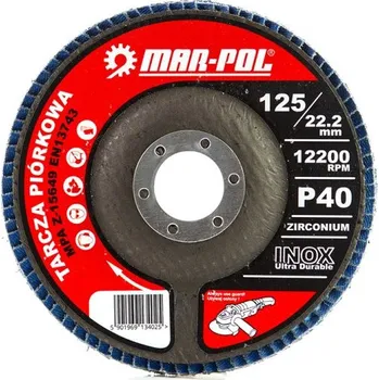 Brusný kotouč MAR-POL M07981 Kotouč brusný, lamelový, 125 mm, zirkon, P40, INOX