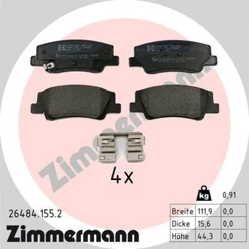 Brzdová destička Sada brzdových destiček, vždy 4 kusy v sadě ZIMMERMANN 26484.155.2