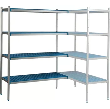 Dílenský regál Rohový regál 4 police hluboká 40 cm 2PD-44+4P-124+4P-134+8UM