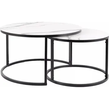 Obývací pokoj Sada 2 ks konferenčních stolků Atlanta C bílý mramor/černá
