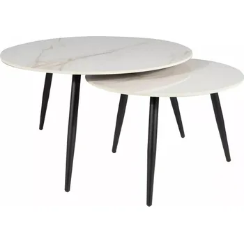 Obývací pokoj Sada 2 ks konferenčních stolků Kora B bílý mramor/černá