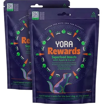 Pamlsek pro psa YORA Rewards pamlsky z hmyzu s jablkem a mrkví 2 × 100 g