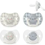 Suavinex, balení 4 dudlíků Night&Day pro miminka 6-18 měsíců, dudlíky svítící ve tmě, dudlíky s