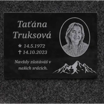 Smuteční dekorace Večnýklid.cz Náhrobní desky z černého skla, nápisové desky na hrob ze skla.20x20 foto