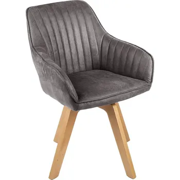 Jídelní židle INVICTA INTERIOR Otočná židle LIVORNO 180° sametová šedá