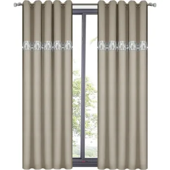 Závěs BytoTex Dekorační závěs se zirkony s kroužky Amálie cappuccino 140x250 cm (cena za 1 kus)