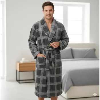 Pánský župan PÁNSKÝ ŽUPAN černá/šedá N-feel MY-1781