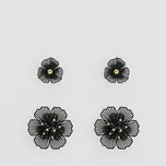 Reserved - Náušnice ve tvaru květin 2 balení - černý - 032ID-99X - 032ID-99X-ONE