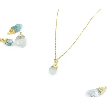 Náhrdelník Pozlacený náhrdelník se surovým Měsíčním kamenem Délka řetízku: 51cm, Typ řetízku: Cable ( jednoduchý )