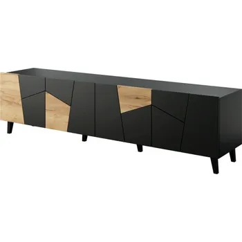 Televizní stolek TV stolek Etna 200 cm černý/dub craft