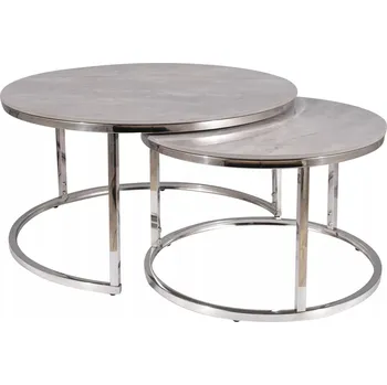 Obývací pokoj Sada 2 ks konferenčních stolků Portafino II šedá/chrom