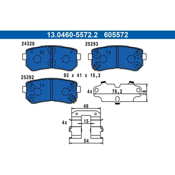 Brzdová destička Sada brzdových destiček, vždy 4 kusy v sadě ATE 13.0460-5572.2