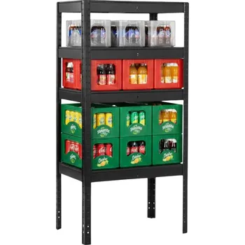 Dílenský regál Lakovaný celokovový regál Mamutex Standard 1600x600x400 mm – 4 police, nosnost 480 kg, černý