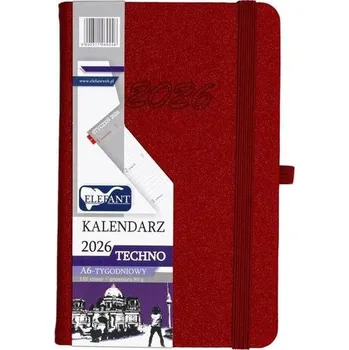 Diář Kalendarz 2026 A6 tygodniowy Techno czerwony