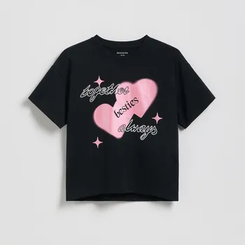 Dívčí tričko Reserved - Tričko s potiskem - černý - 397HU-99X - 397HU-99X-116