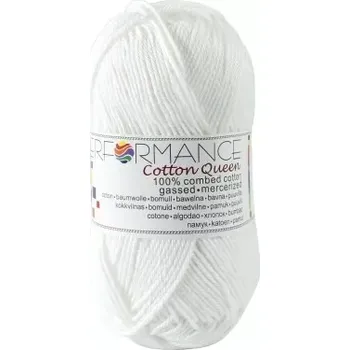 Příze Performance Bavlněná příze Cotton Queen 0101 - bílá 50g 125m