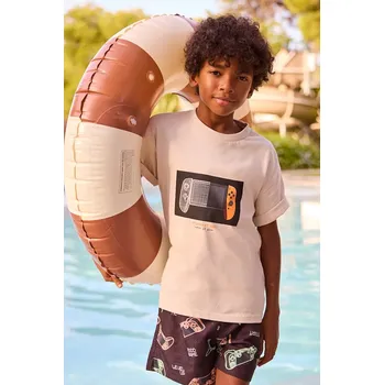 Dětské bavlněné tričko Mayoral 6035.7F.Junior.PPY2 béžová 08X, vel. 152