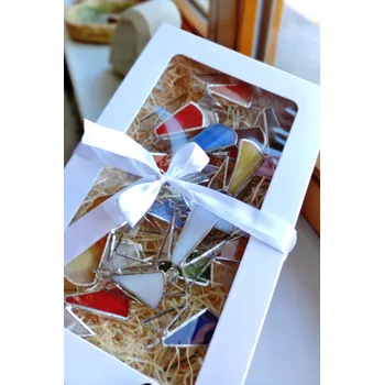 Dárková krabička Andělíčci Tiffany Dárková sada Dárkové balení: 5ks - dárková krabička s dřevitou vlnou a mašlí KřídlAndělů