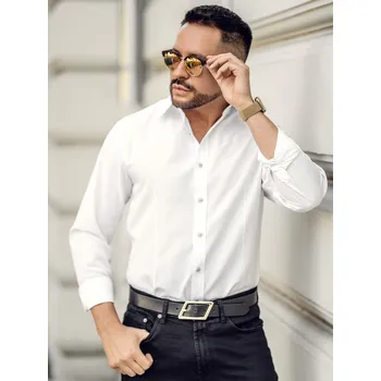 Pánská móda Elegantní pánská košile s dlouhým rukávem bílá Bolf 1703A2 - XL