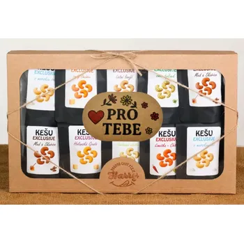 Dárkový potravinový koš Dárková sada Kešu EXCLUSIVE mix 10 druhů TOP CHUŤ pro Tebe (Dárková sada Kešu EXCLUSIVE mix 10 druhů TOP CHUŤ pro Tebe)
