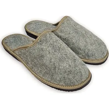 Pánské pantofle Ovčí Věci Pánské filcové pantofle z ovčí vlny uzavřené šedá, Velikost EU 45