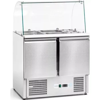 Chladicí stůl 2-dveřový salátový 257 l, se skleněným nástavcem