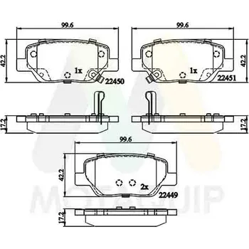 Brzdová destička Sada brzdových destiček, vždy 4 kusy v sadě MOTAQUIP LVXL1891