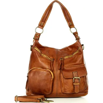 Kabelka GENUINE LEATHER Kožená kabelka přes rameno Mazzini M23 camel