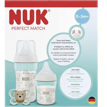 Kojenecká láhev NUK Perfect Match kojen.lahve a dudlík set 0-3+m