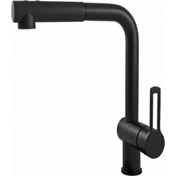 Vodovodní baterie Paffoni - Dřezová baterie s vytahovací sprškou RINGO 29,2 cm černá