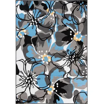 Koberec Tapiso Maya Z907A modrý/šedý květy 80 x 150 cm