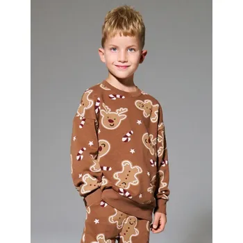 Chlapecká mikina Sinsay - Mikina s kulatým výstřihem s vánočním motivem - tmavě hnědá - 927GL-89X - 927GL-89X-110