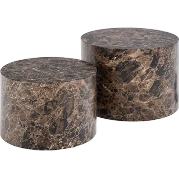 Konferenční stolek Sada 2 ks konferenčních stolků Dice 02 mramor hnědý