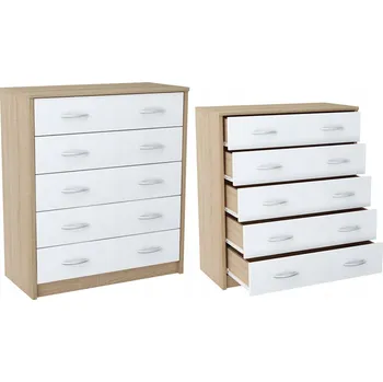 Komoda Komoda Meble Bestseller 74 x 35 x 85 cm, bílá a dub sonoma, matná