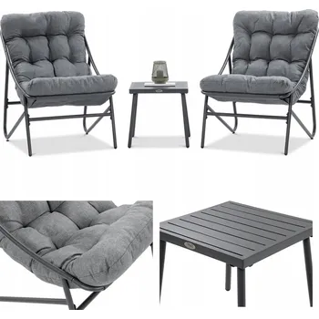 Zahradní sestava Sada zahradního nábytku kovová Focus Garden šedá 3 ks