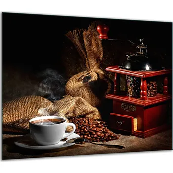 Obraz SKLENĚNÁ OCHRANNÁ DESKA NA SPORÁK 60x52 KÁVA 7v1